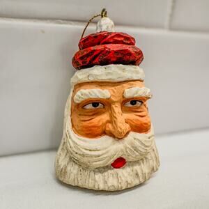 Vintage Rustic Folk Art Santa Christmas Tree Ornament, Holiday Decor, 3.75”H